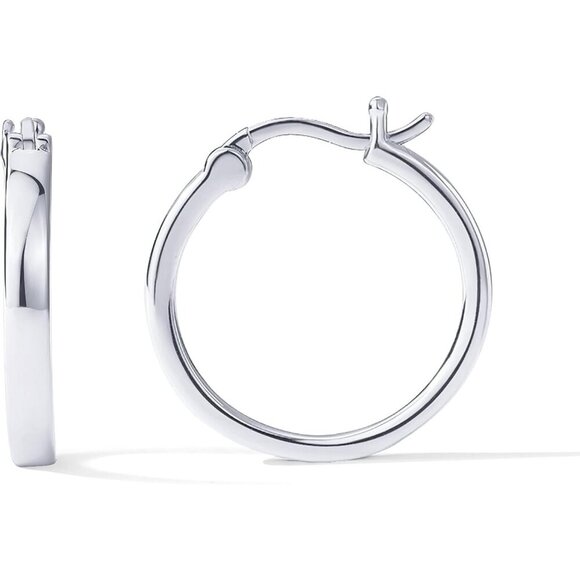 925 Sterling Silver Post Lightweight 20mm Hypoallergic Hoops Earrings for Women - Picture 1 of 6